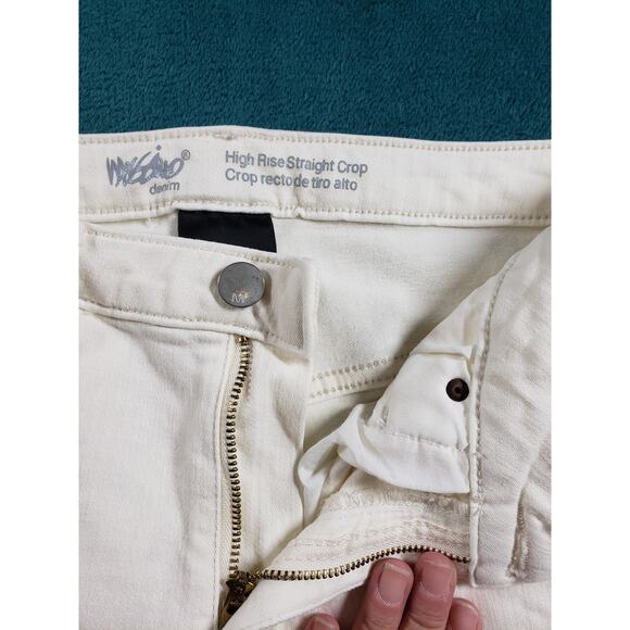 Mossimo Jeans Size 4 Womens White Stretch Denim Pants High Rise Straight Cropped - Picture 4 of 11